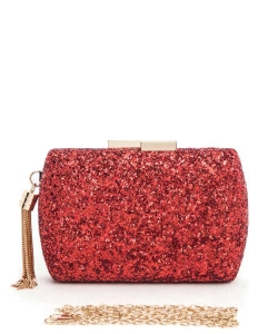 Glitter Iconic Box Clutch Bag 136-F660 RED
